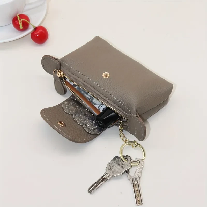 Minimalist PU Coin & Key Case – Monochrome Wear-Resistant Pouch