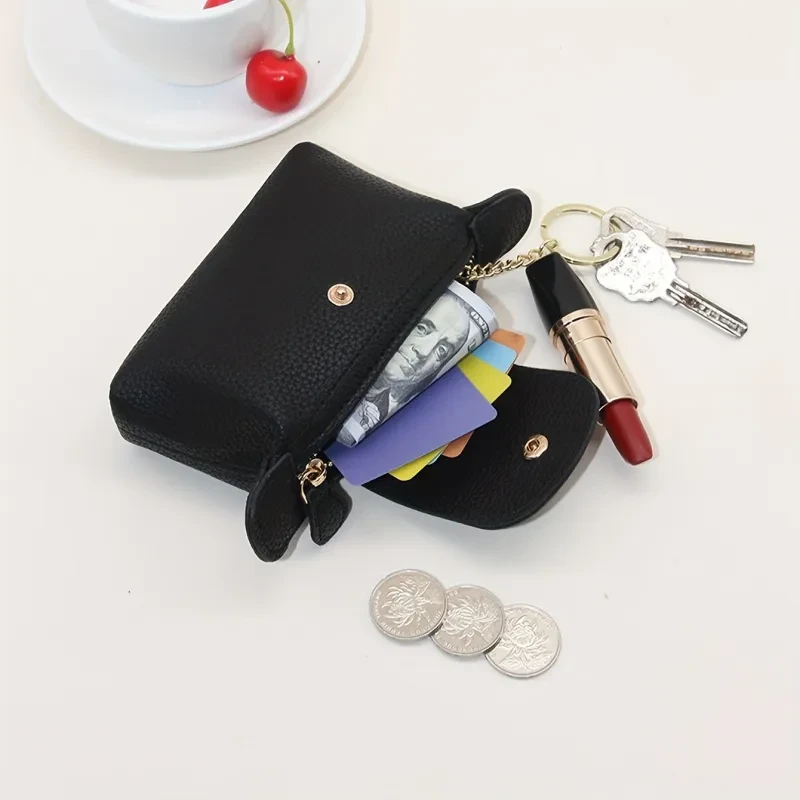 Minimalist PU Coin & Key Case – Monochrome Wear-Resistant Pouch