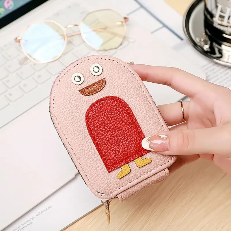 Penguin ID Card Holder – Cute PU Expanding Wallet with Rivets