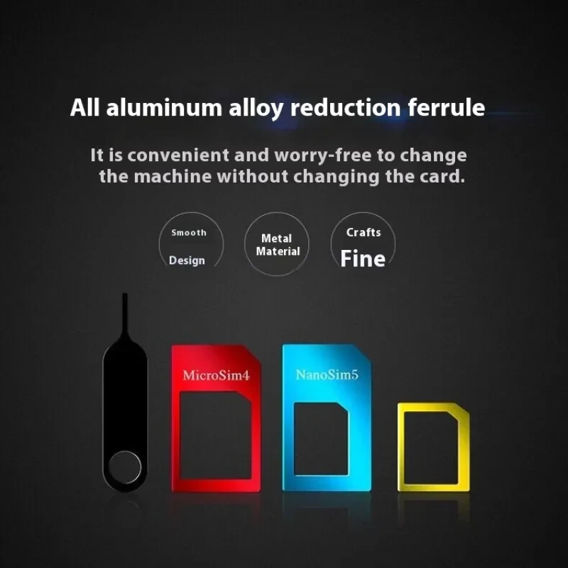 Metal SIM Card Adapter Set – 5-in-1 Aluminum Slot Restorer Kit