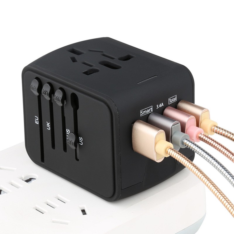 SmartVolt Travel USB Charger – 4-Port Universal Power Converter