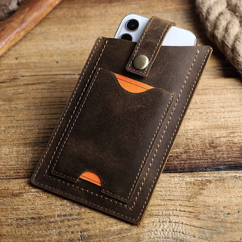 Mens Leather Flip Phone Case – Card Slots & Clip