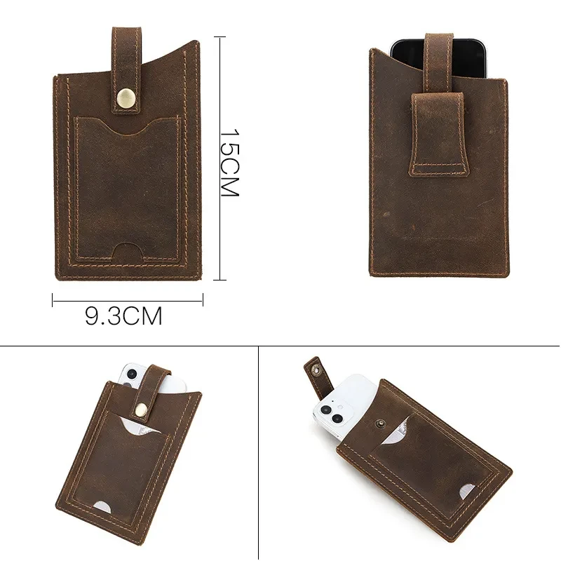 Mens Leather Flip Phone Case – Card Slots & Clip