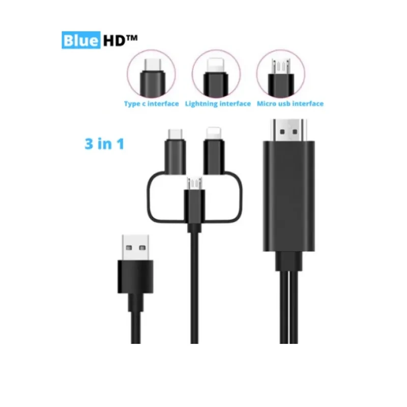 3-in-1 MHL to HDMI Adapter Cable – 1080P HDTV for Phone to TV