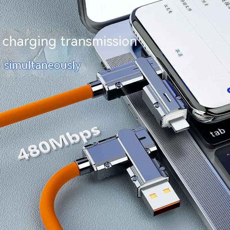 100W 4-in-1 Retractable Fast Charger – USB-C, Lightning, Micro