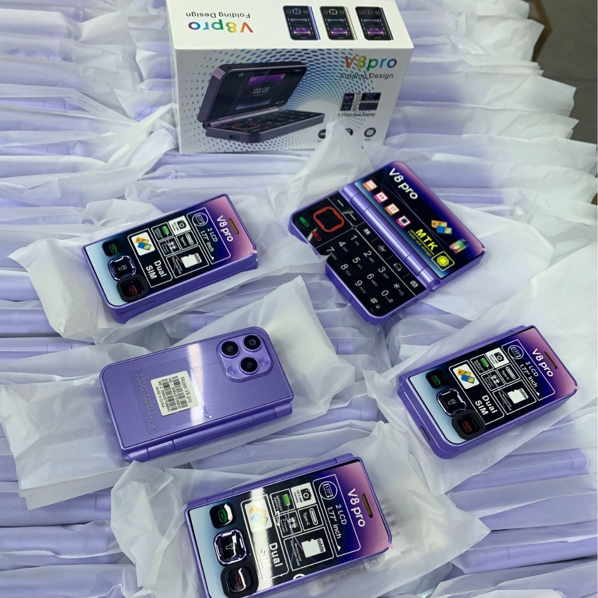 V8pro Flip Phone – Dual Screen, Classic Folding GSM Mobile