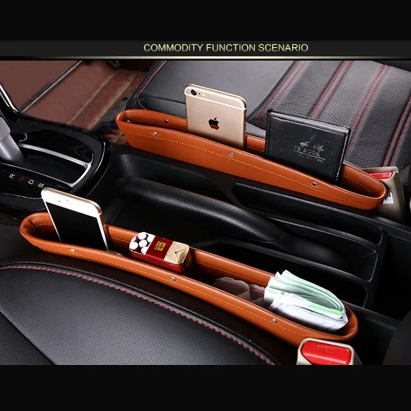 PU Leather Car Seat Gap Organizer – Storage Box for Phones & Keys