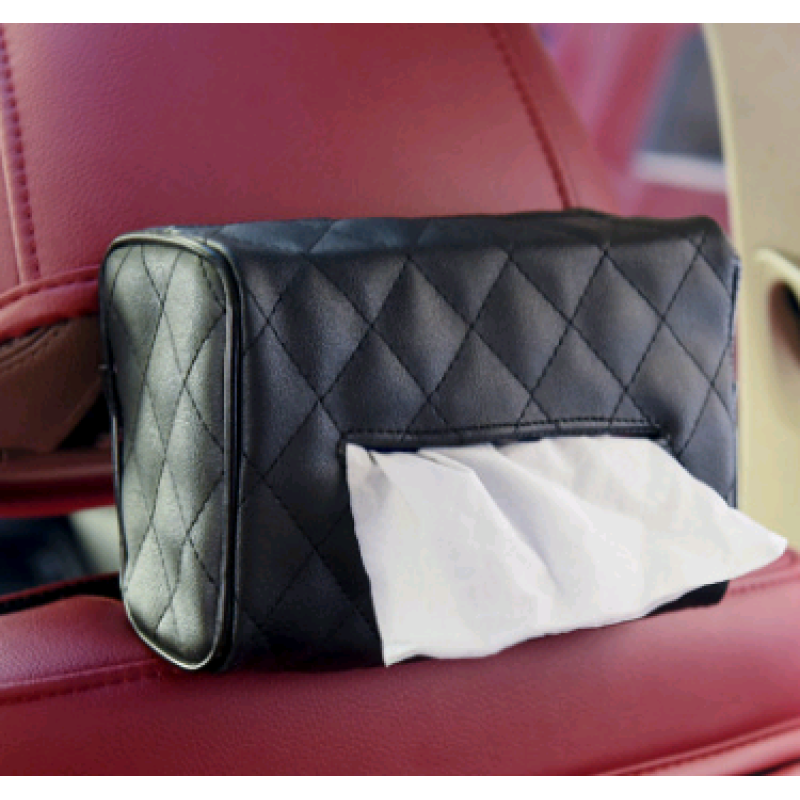 Car Sun Visor Tissue Box with Tray – Hanging Leather Organizer