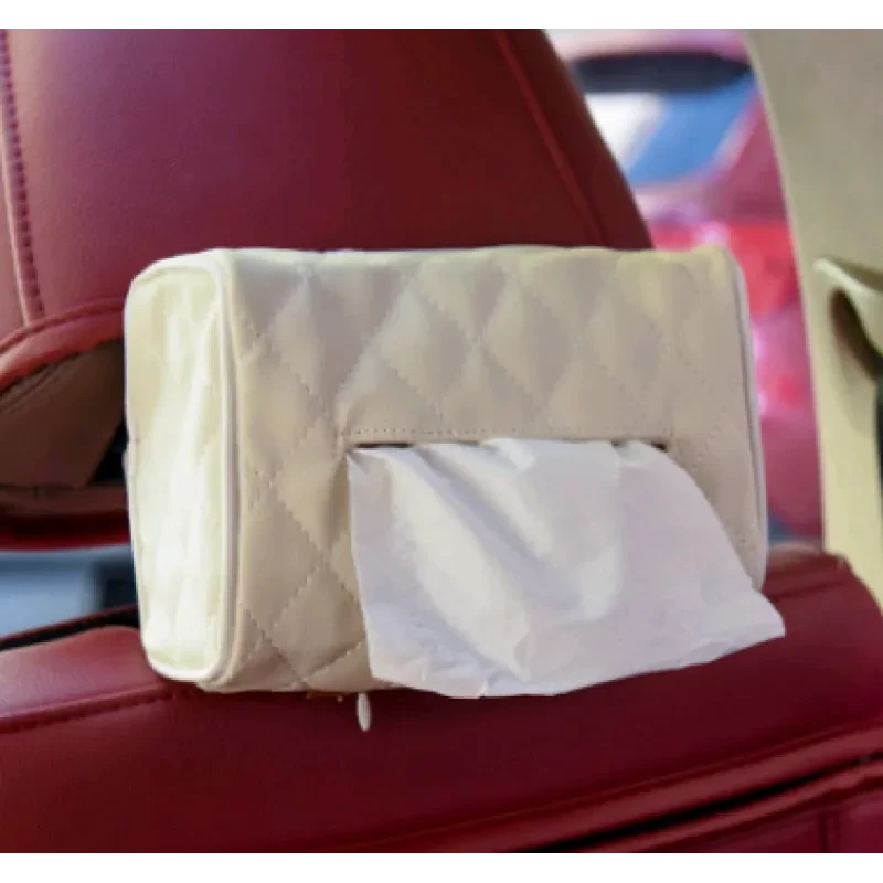 Car Sun Visor Tissue Box with Tray – Hanging Leather Organizer