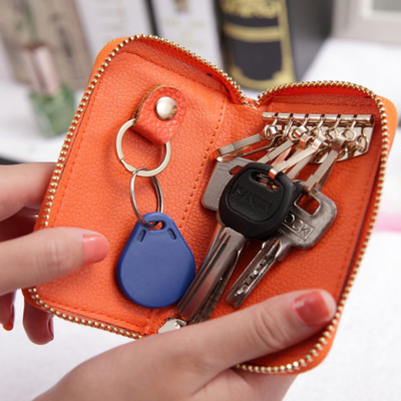 Mini Zipper Leather Key Bag – Keychain Wallet for Men & Women