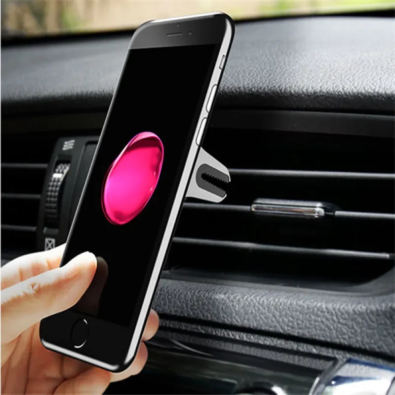 Car Phone Holder Ring – Metal Buckle Stand with Air Vent Clip