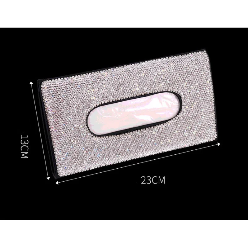 Bling Crystal PU Leather Car Tissue Box – Sun Visor Hanging Style