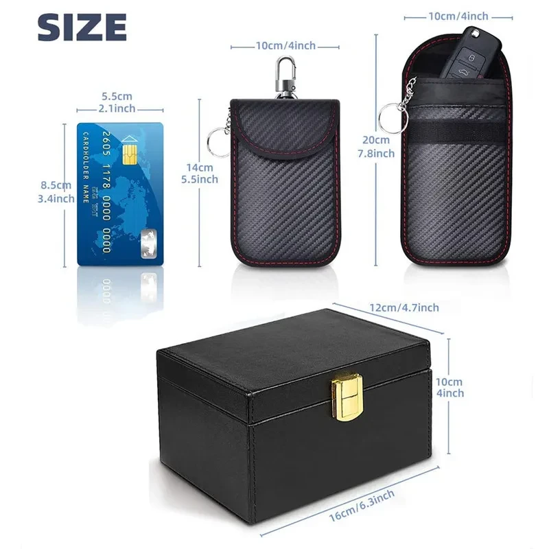RFID Shielding Box + 2 Key Cases β Anti-Theft PU Carbon Fiber Set
