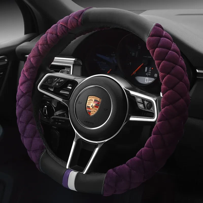 Cute Plush Steering Wheel Cover – 38cm Winter Car Accessory