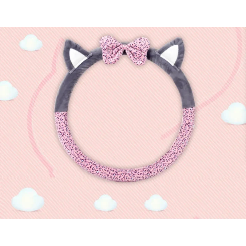 Cute Cat Ear Steering Wheel Cover – Plush Winter Car Accessory