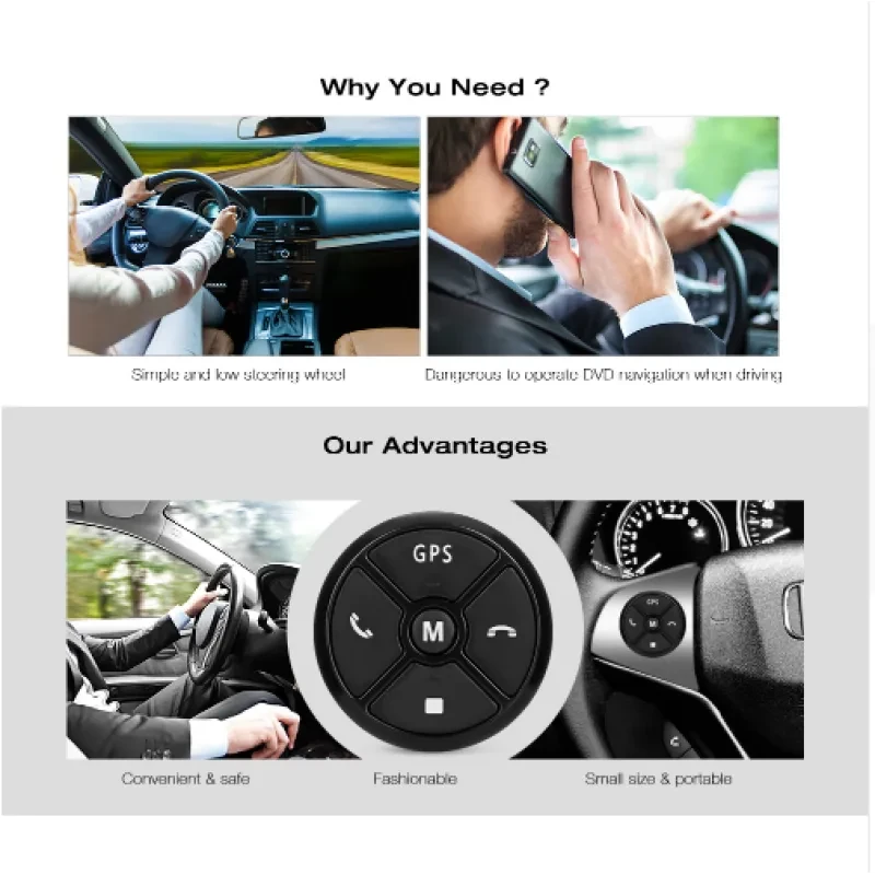 Wireless Universal Steering Wheel Remote for Android Navigation