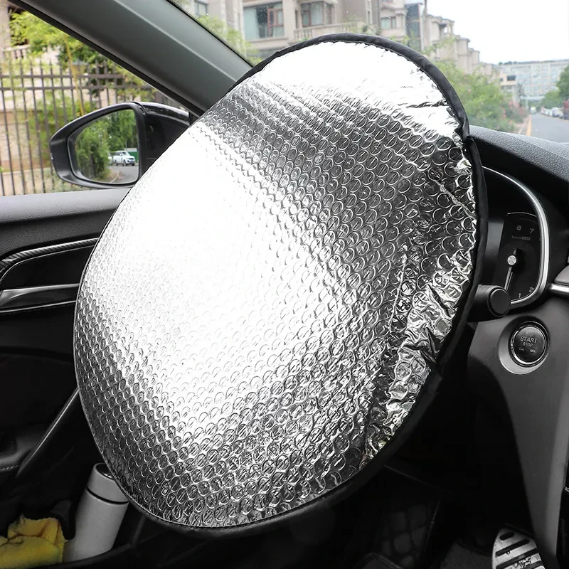 Car Steering Wheel Sunshade Cover – Aluminum Foil, Universal Fit