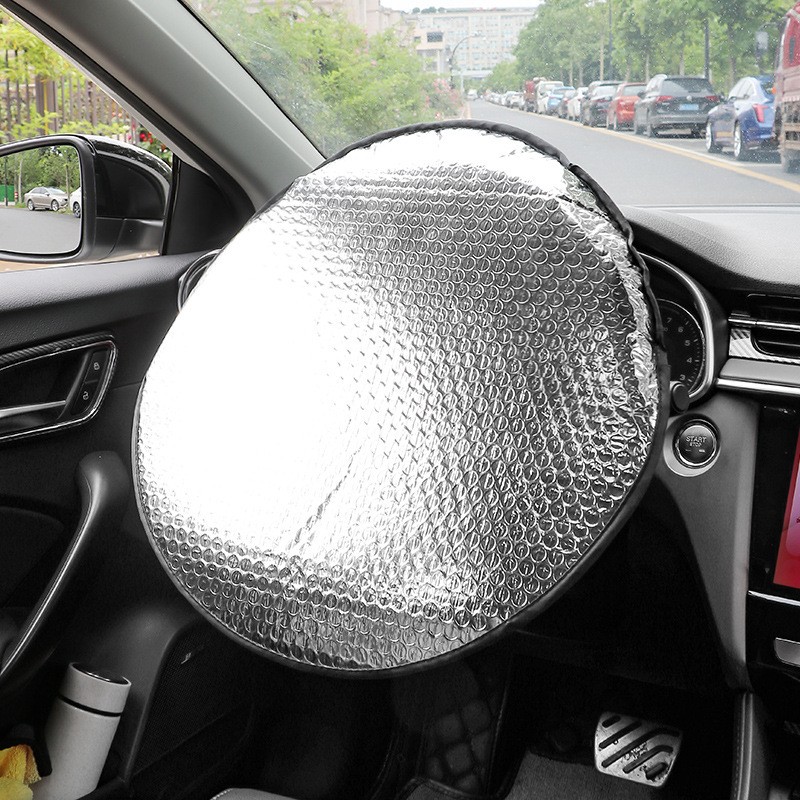 Car Steering Wheel Sunshade Cover – Aluminum Foil, Universal Fit