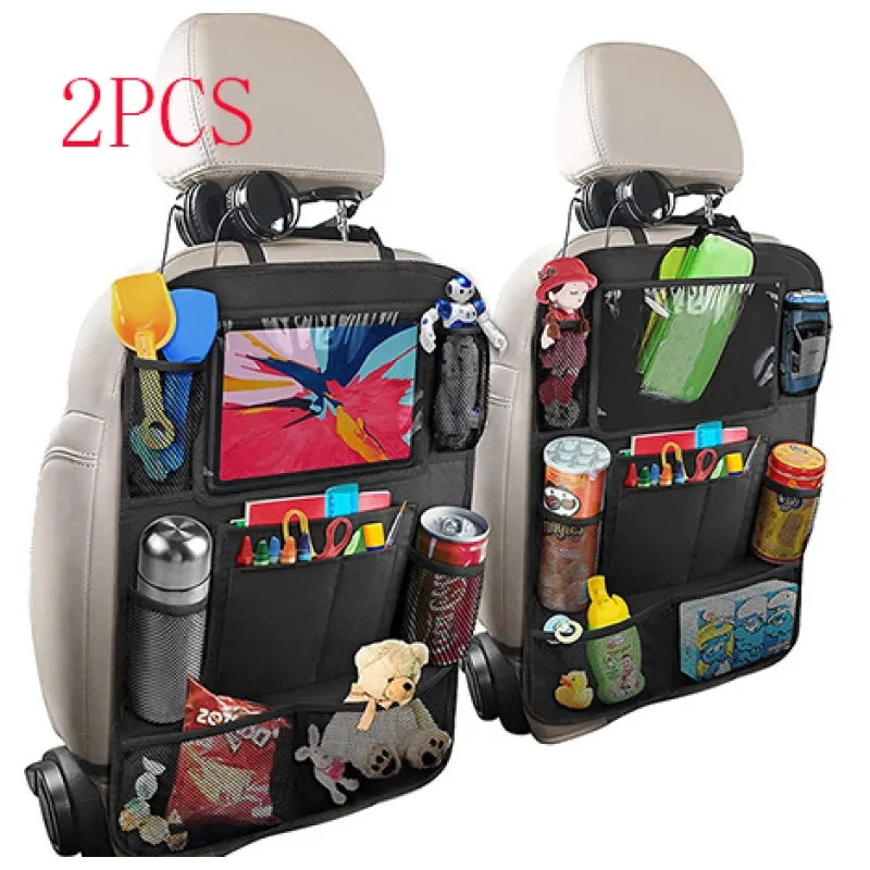 Multi-Pocket Car Back Seat Cover with Tablet Holder & Kick Guard