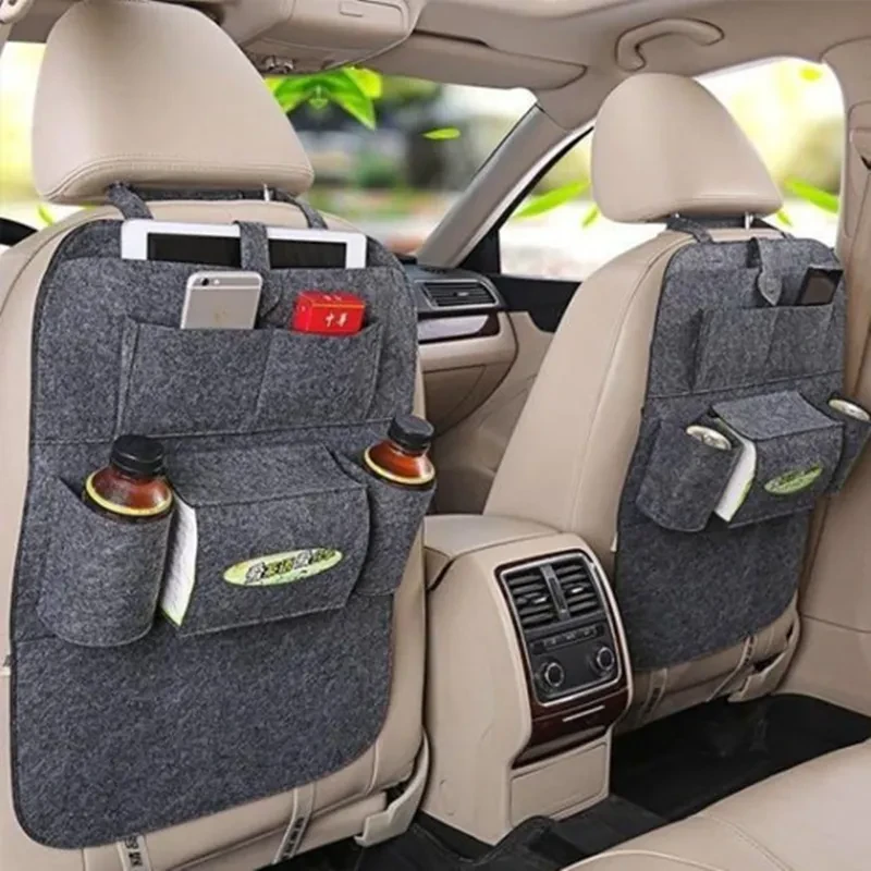 Universal Felt Car Backseat Organizer – 6 Pockets, 2-Pack Storage Kit