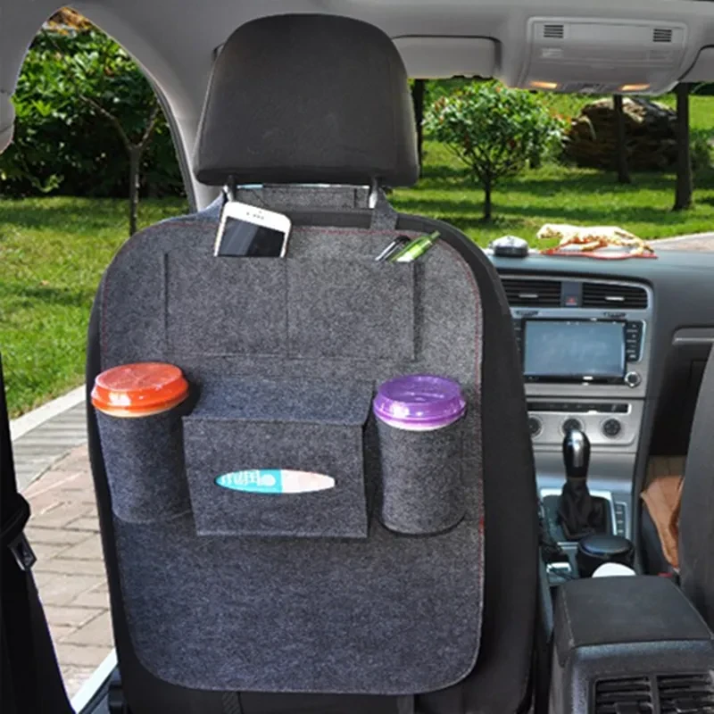 Universal Felt Car Backseat Organizer – 6 Pockets, 2-Pack Storage Kit