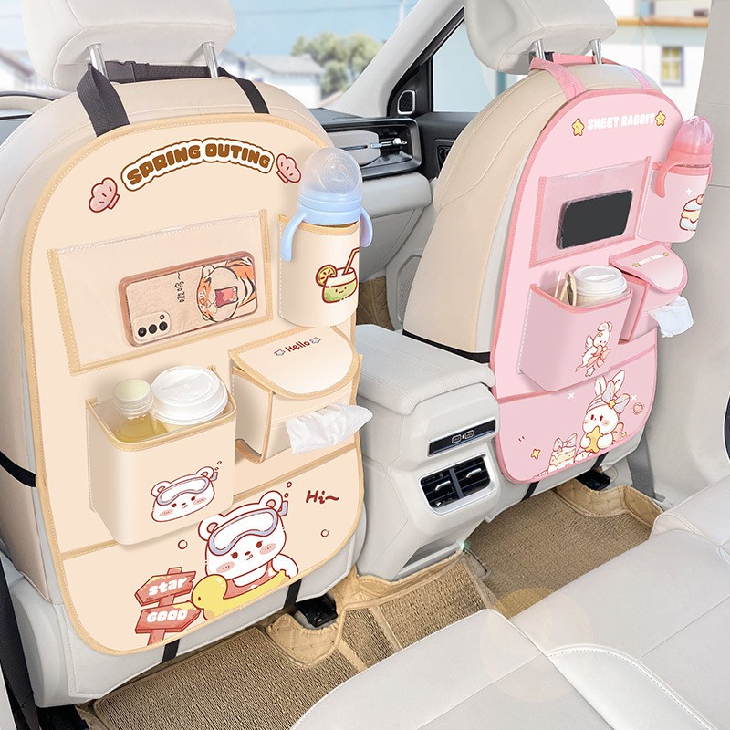 Leather Car Seat Back Organizer – Anti-Kick & Dirt Protection Pad