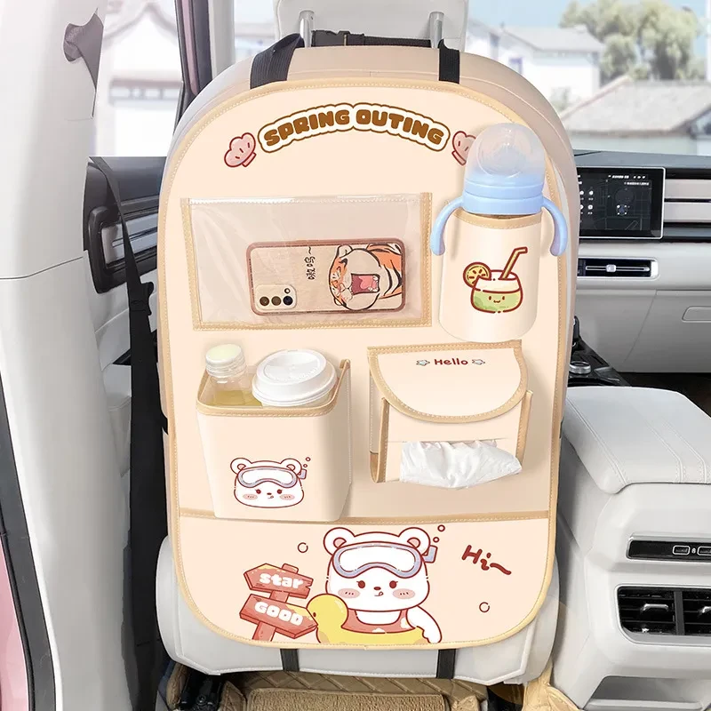 Leather Car Seat Back Organizer – Anti-Kick & Dirt Protection Pad