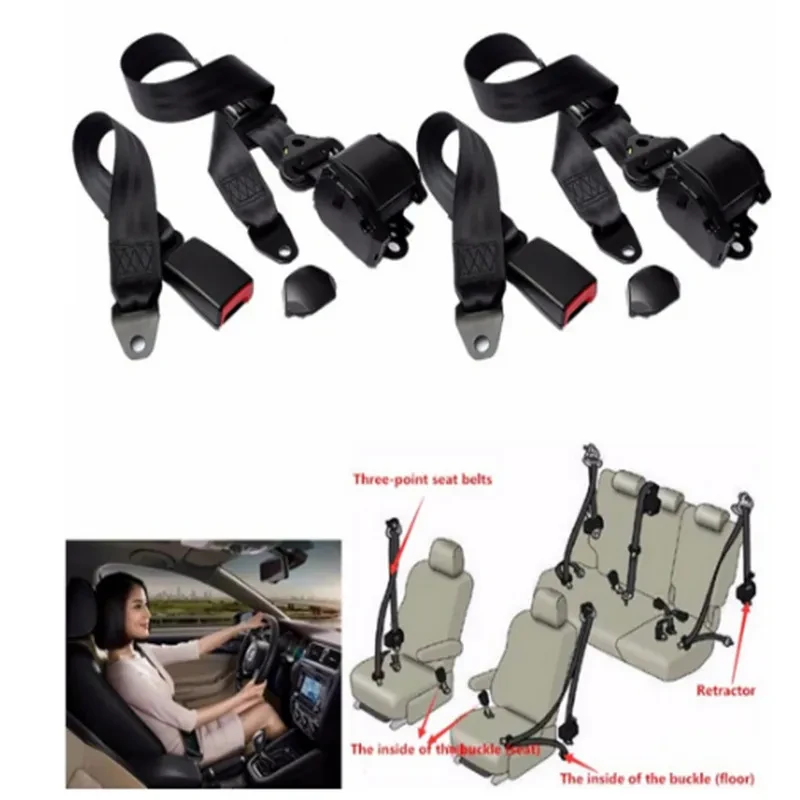 3-Point Retractable Seat Belt Kit – Adjustable Car Safety Harness