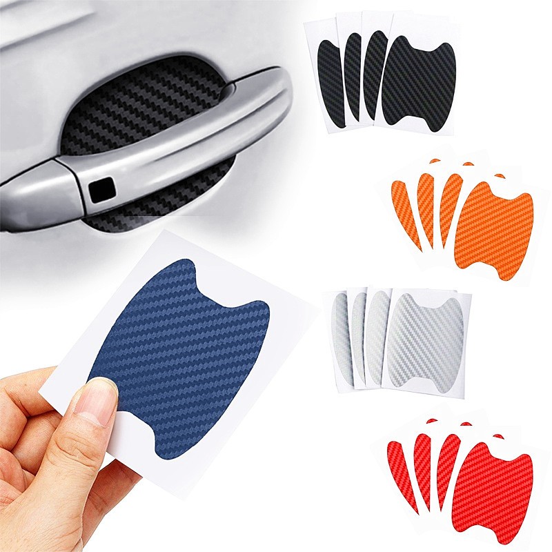 4pcs Carbon Fiber Car Door Handle Stickers – Scratch Resistant Set