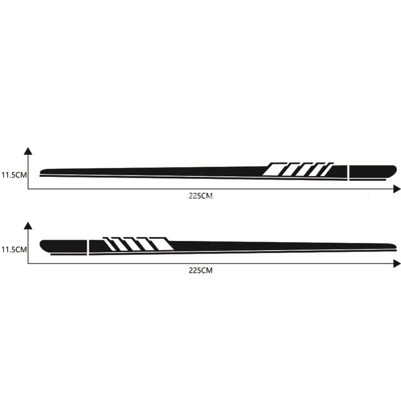 Side Skirt Stripe Car Sticker – Racing PVC Body Decal 225cm