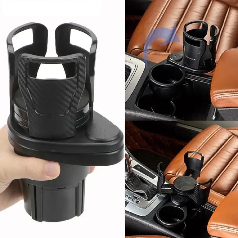 Dual Car Cup Holder & Organizer – Foldable, 360° Rotating Design
