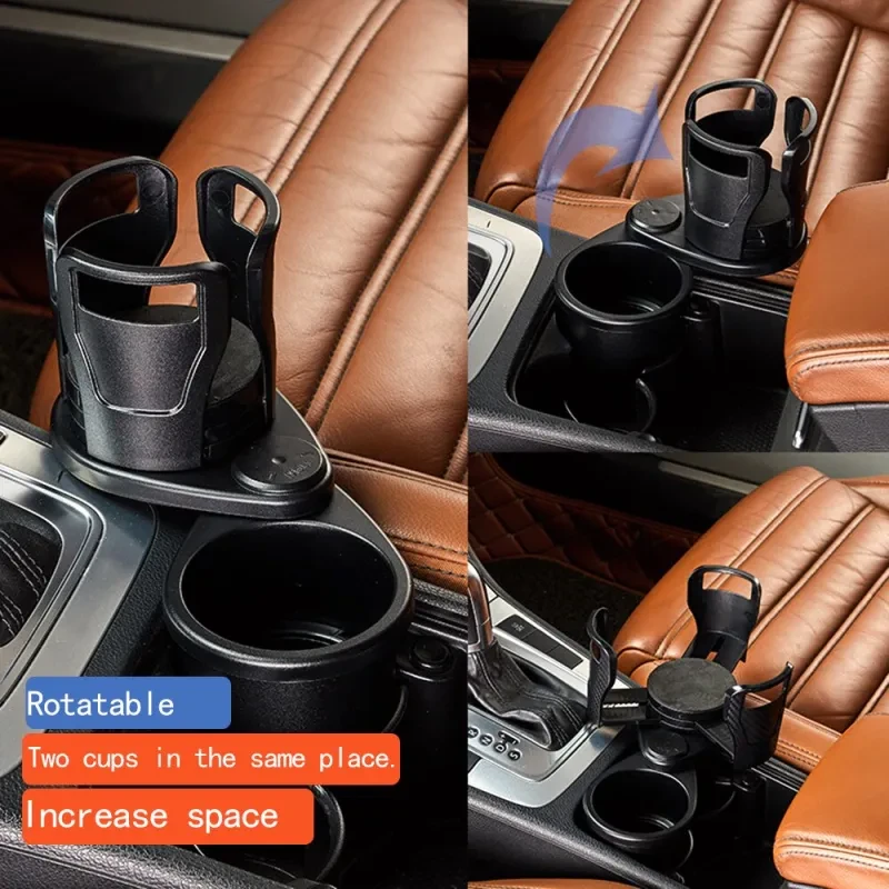 Dual Car Cup Holder & Organizer – Foldable, 360° Rotating Design