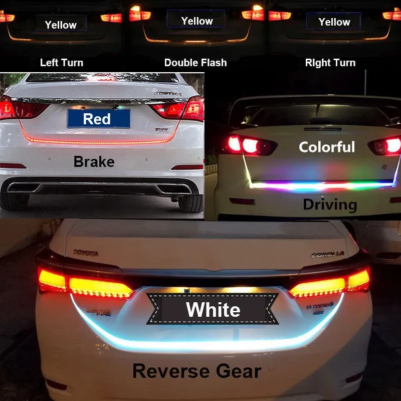 Dynamic Flowing LED Trunk Strip – Yellow Turn Signal for Cars