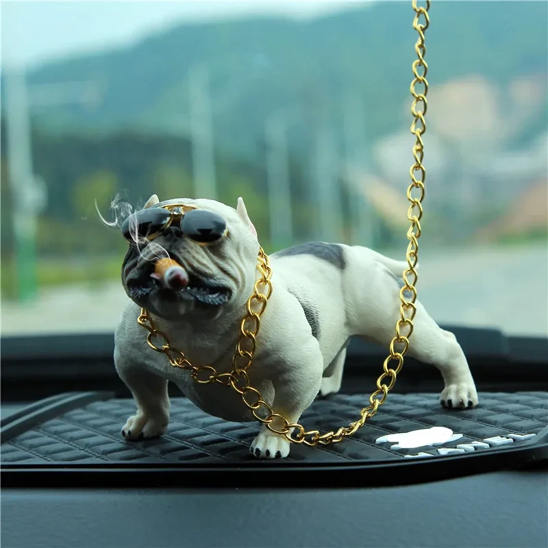 Bulldog Car Dashboard Ornament β Resin Dog Decoration Gift