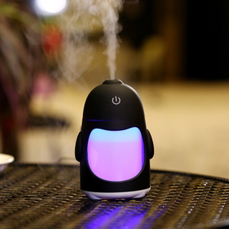 Penguin Mini USB Humidifier – 150ml Cool Mist with Night Light