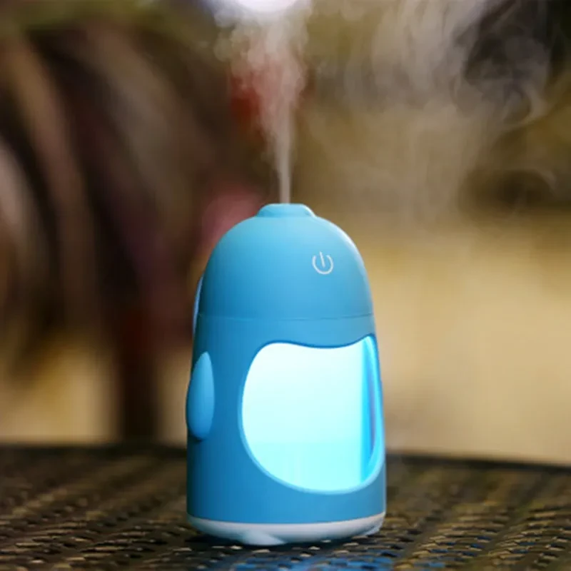 Penguin Mini USB Humidifier – 150ml Cool Mist with Night Light
