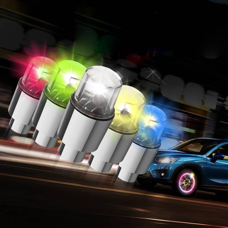 Multicolor LED Tire Valve Lights – Flashing Car & Bike Wheel Lamps