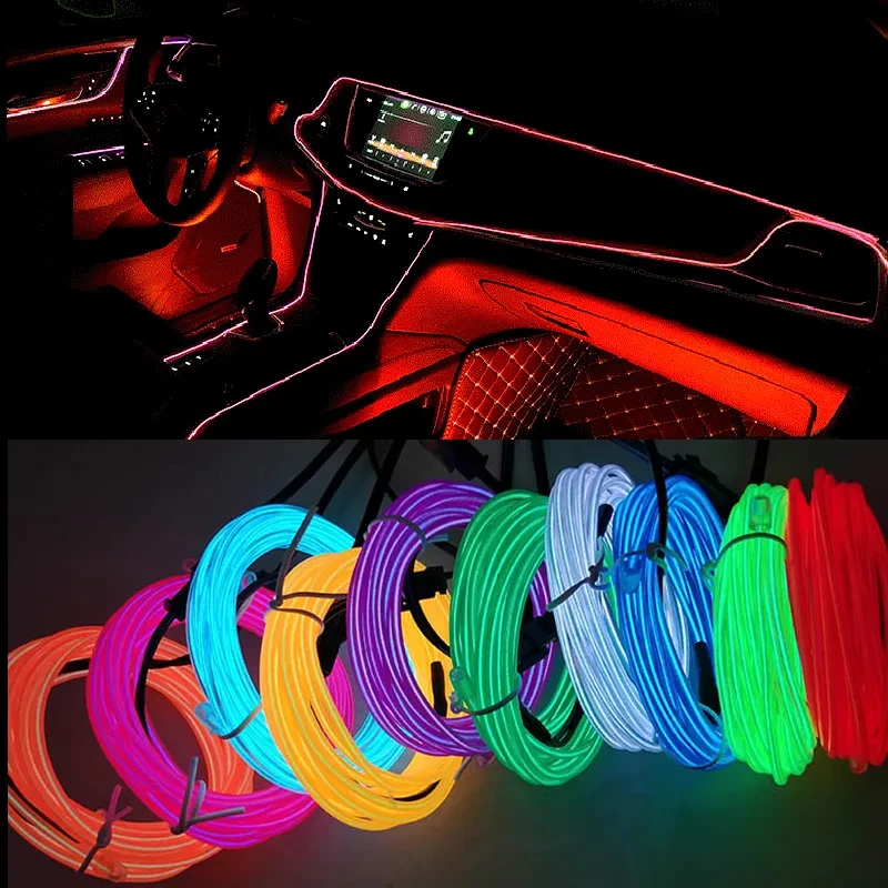 5M EL Cold Light Strip – 12V Car Interior Ambient LED Trim