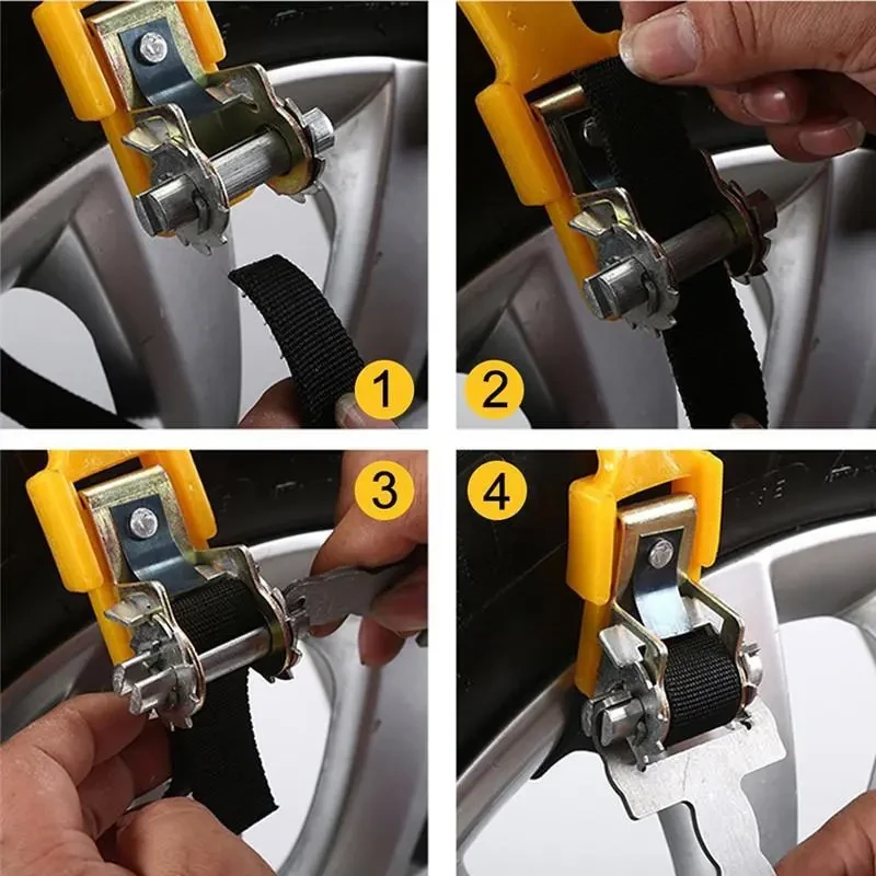 Universal Anti‑Skid Snow Chains Set – 6pcs with Gloves & Shovel
