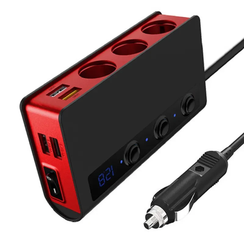 High Power 3-in-1 Car Cigarette Lighter Splitter with QC3.0 Charger