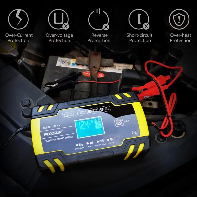 Motorcycle Pulse Battery Charger – 12V Smart 3-Stage Maintainer