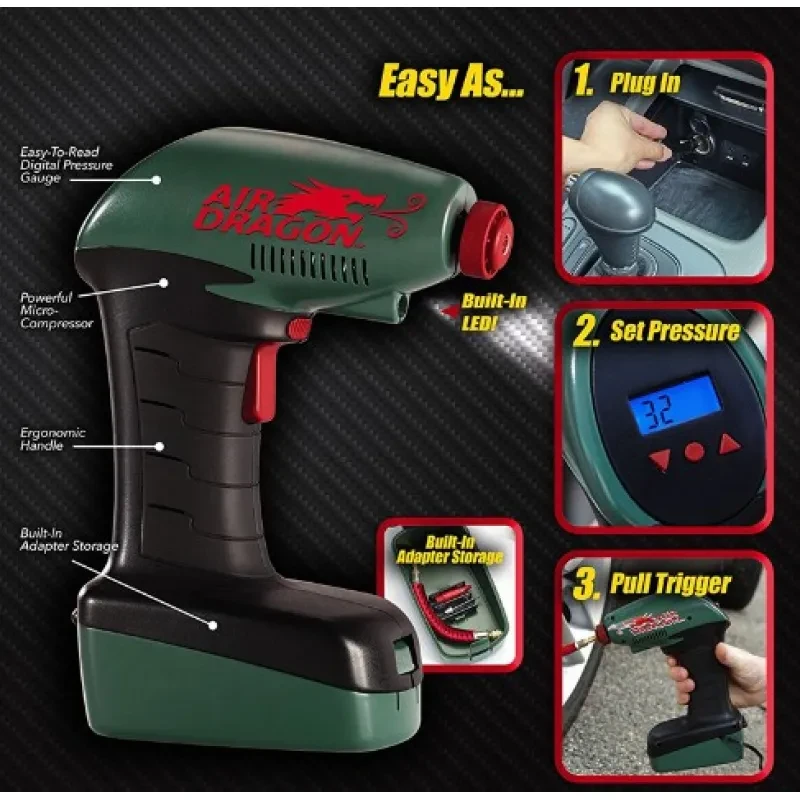 Air Dragon Car Tire Inflator – 12V Electric Portable Compressor