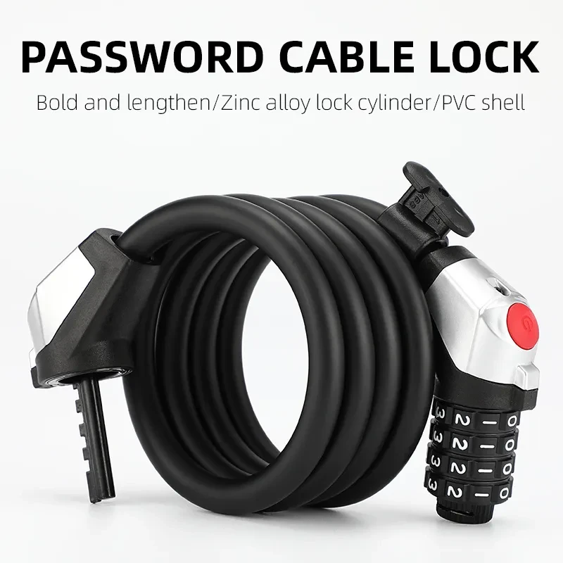 Bicycle Code Lock with Light – 4-Digit Anti-Theft Alloy Cable