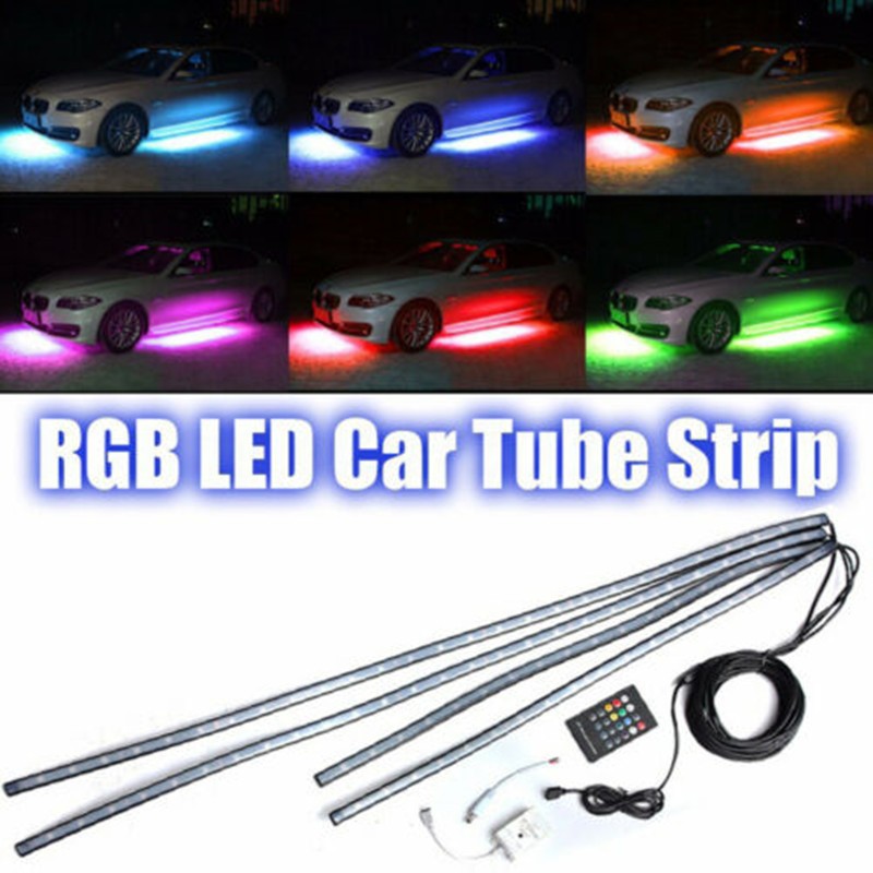 RGB Voice Control Car Chassis Light – 4PCS Underbody Atmosphere Kit