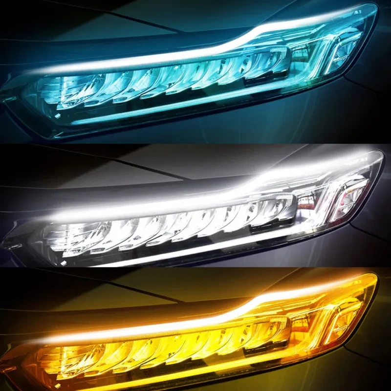 Ultra-Thin Dual-Color LED Flowing Water Car Light Strips (2Pcs)