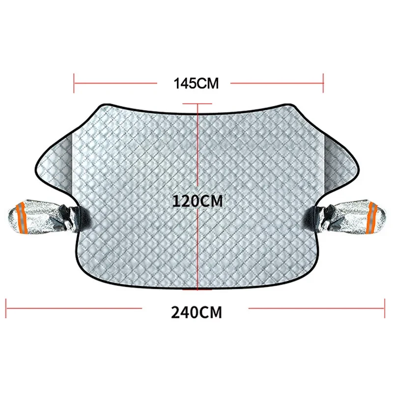 Reflective Windshield Snow Cover with Anti-Theft Buckle 240×120cm