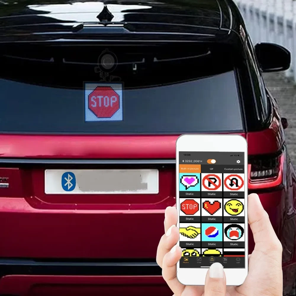 DIY Message Car LED Screen – Bluetooth Control, 32x32 Pixels