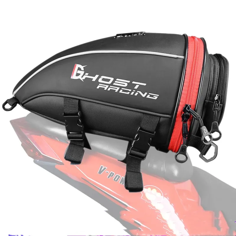 PU Leather Motorcycle Tail Bag – Knight Saddle Rear Bag 10L w/ Rain Cover