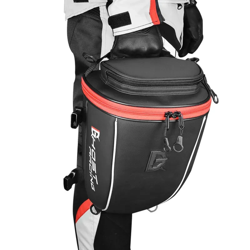 PU Leather Motorcycle Tail Bag – Knight Saddle Rear Bag 10L w/ Rain Cover
