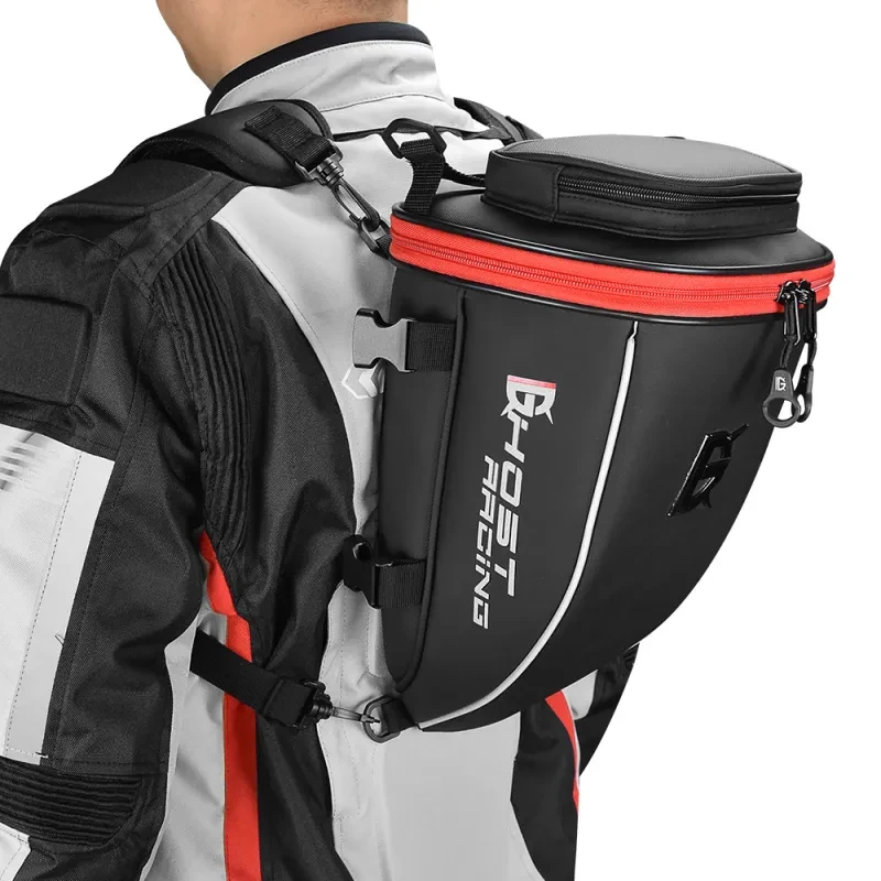 PU Leather Motorcycle Tail Bag – Knight Saddle Rear Bag 10L w/ Rain Cover